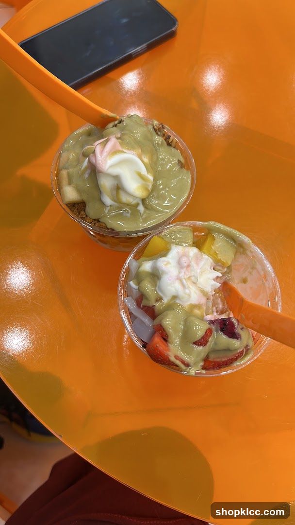 Matcha Dessert Cups on Orange Table