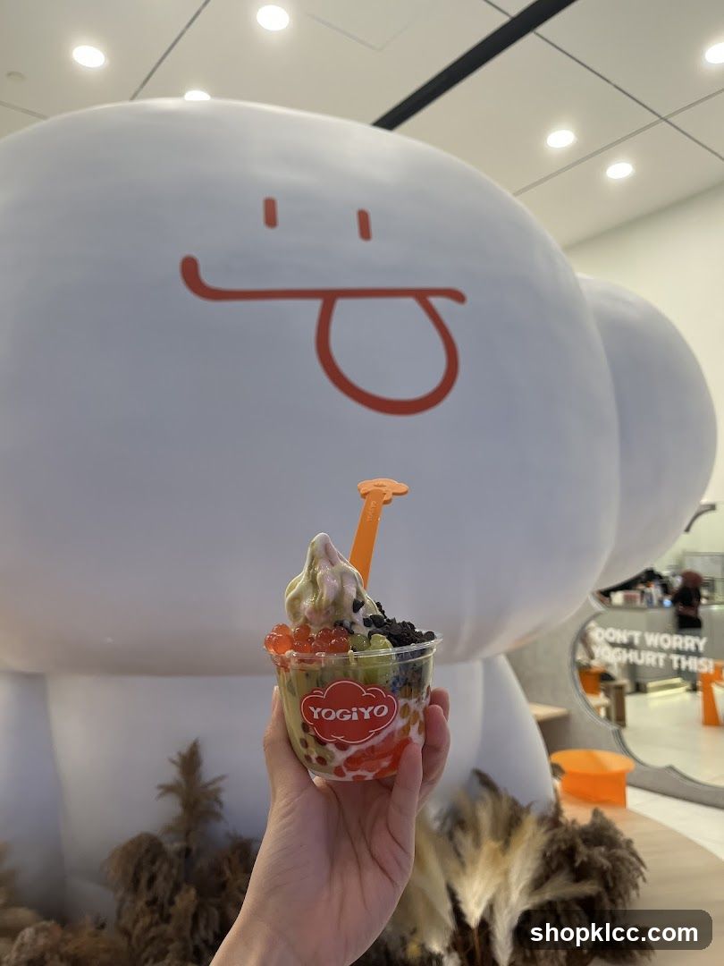 YogiYo Dessert Cup with Giant Mascot Background