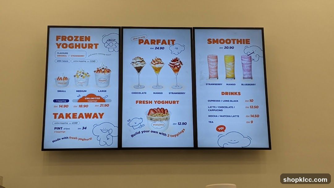 Frozen Yoghurt, Parfait & Smoothie Menu Board