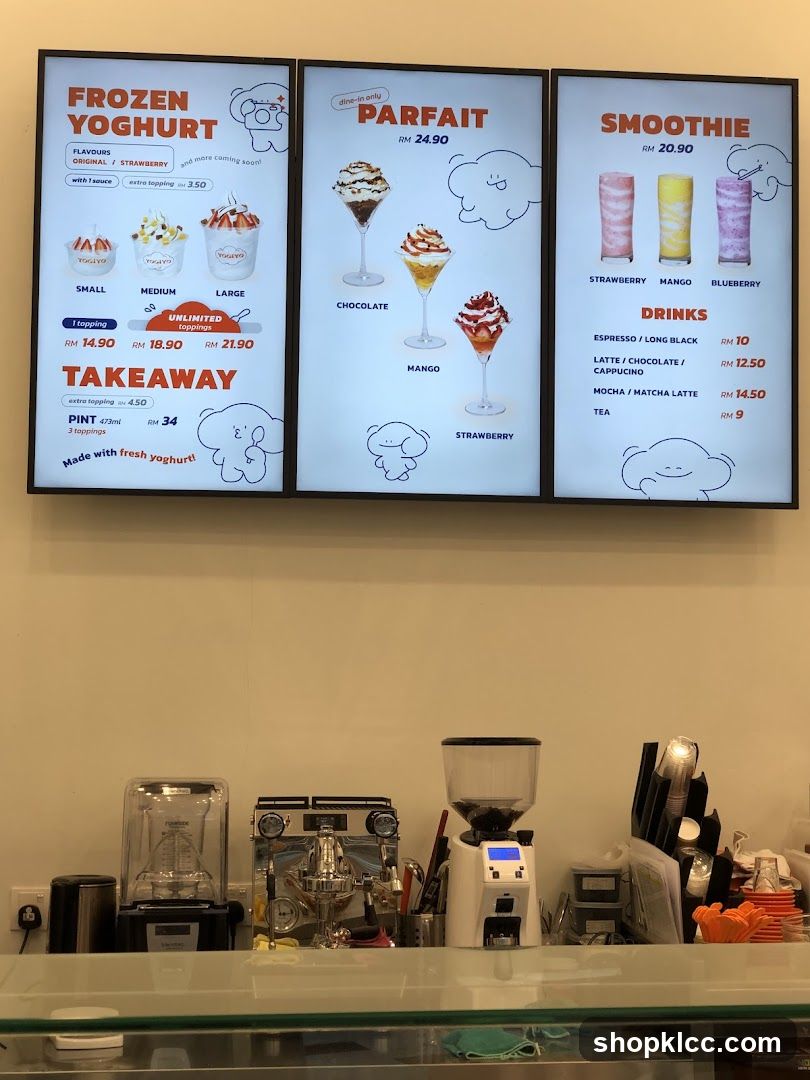 Frozen Yogurt, Parfait & Smoothie Menu Board