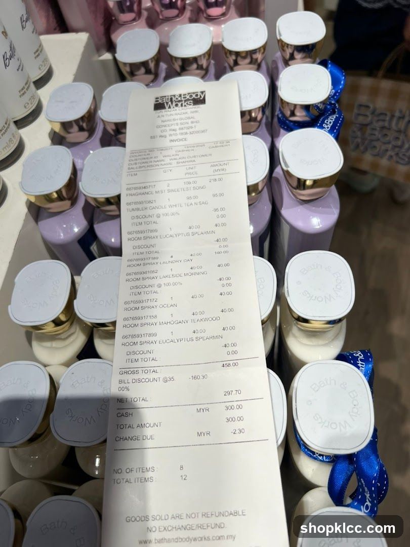 Bath & Body Works Receipt