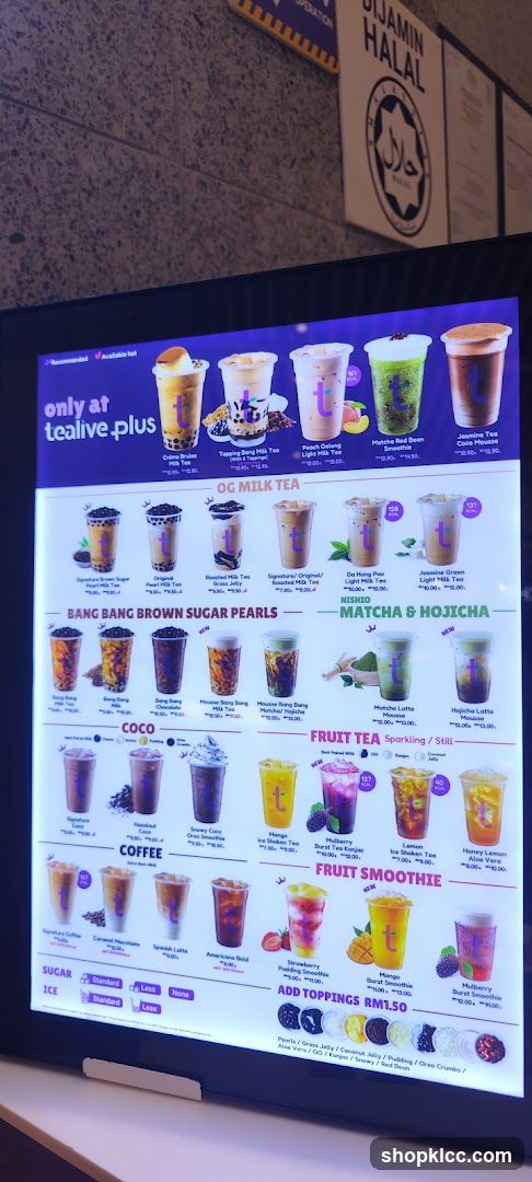 Tealive Menu