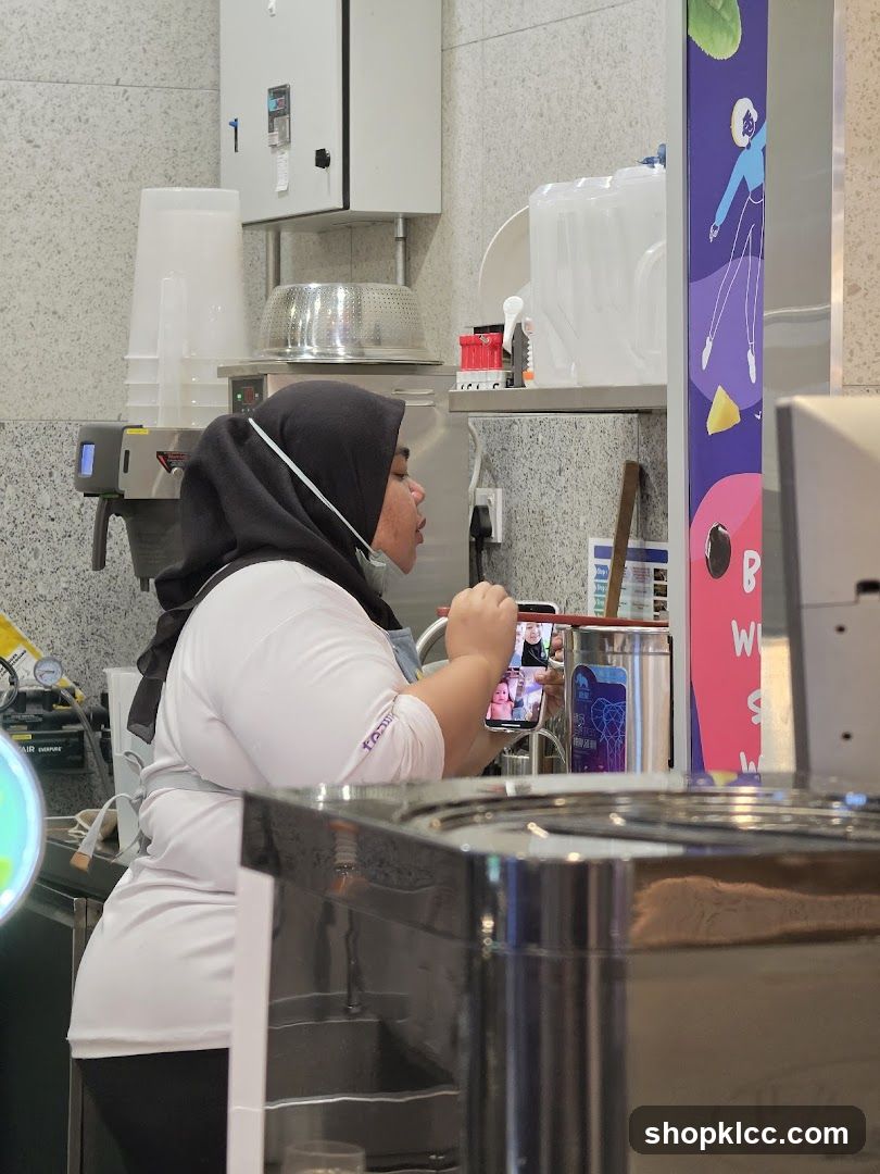 Barista taking a selfie