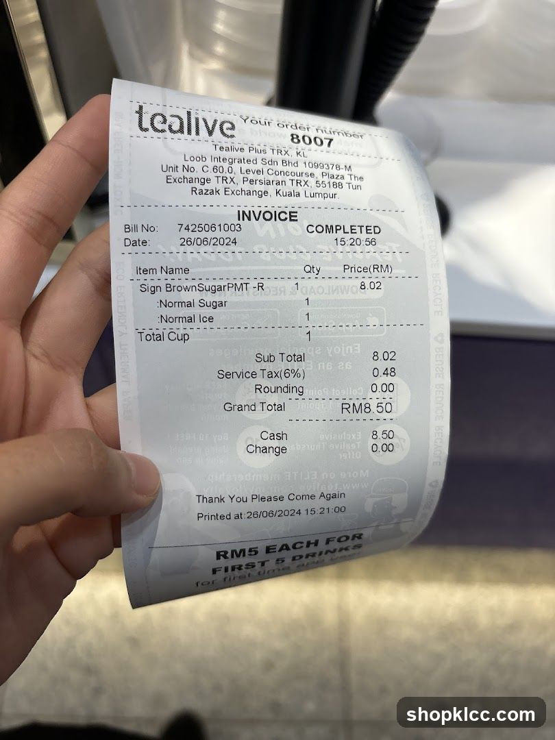 Tealive Receipt
