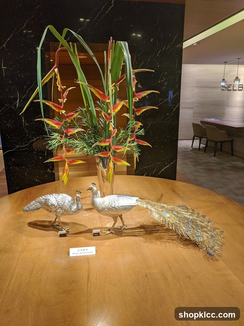 Decorative Peacocks and Floral Arrangement