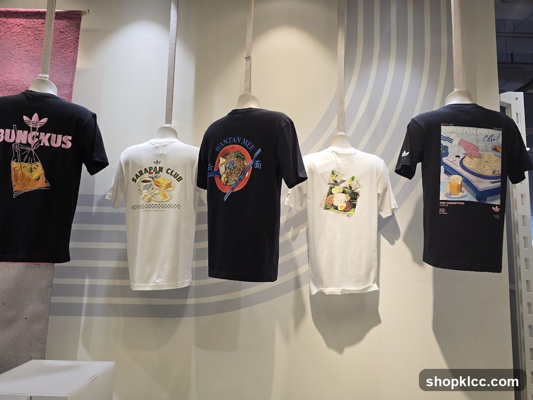 Adidas T-shirts with food-themed graphics
