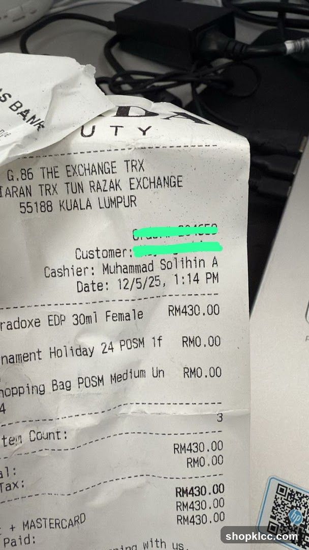 Receipt from The Exchange TRX