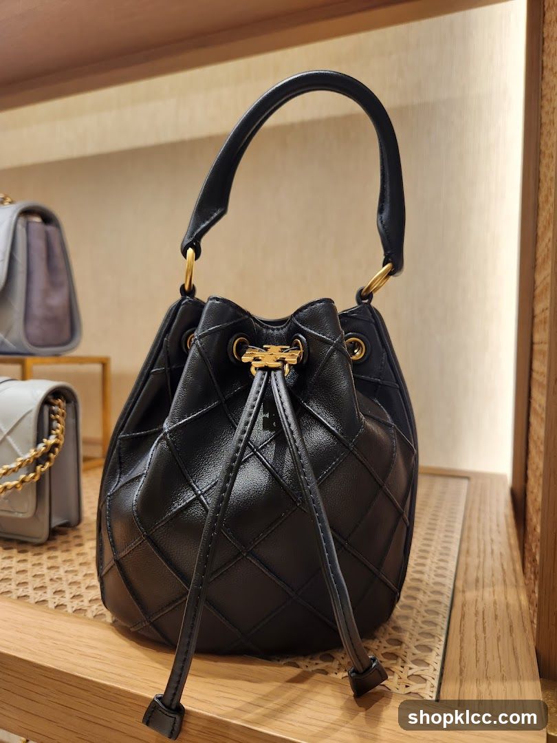 Black Quilted Bucket Bag