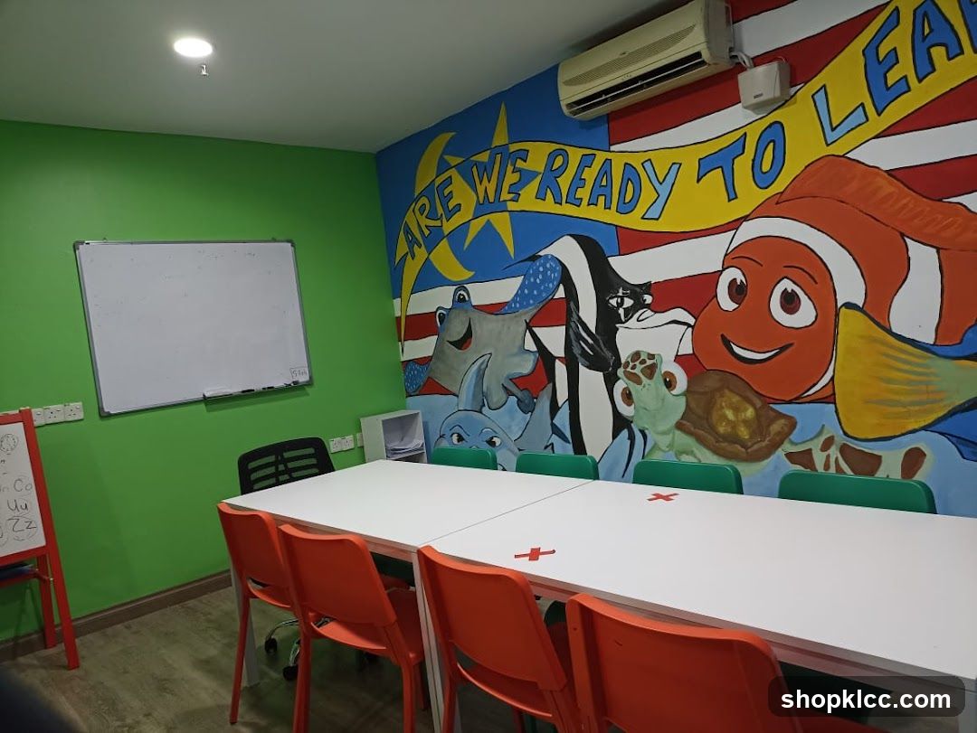 Classroom with Murals and Tables