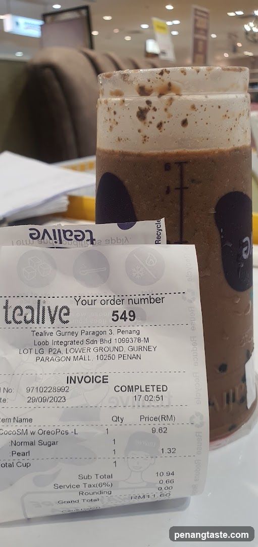 Tealive Receipt and Drink