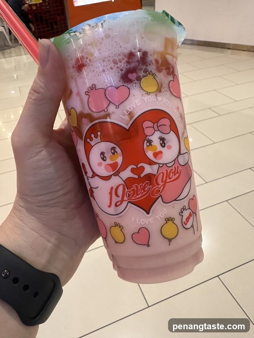 Pink Drink with Cartoon Characters