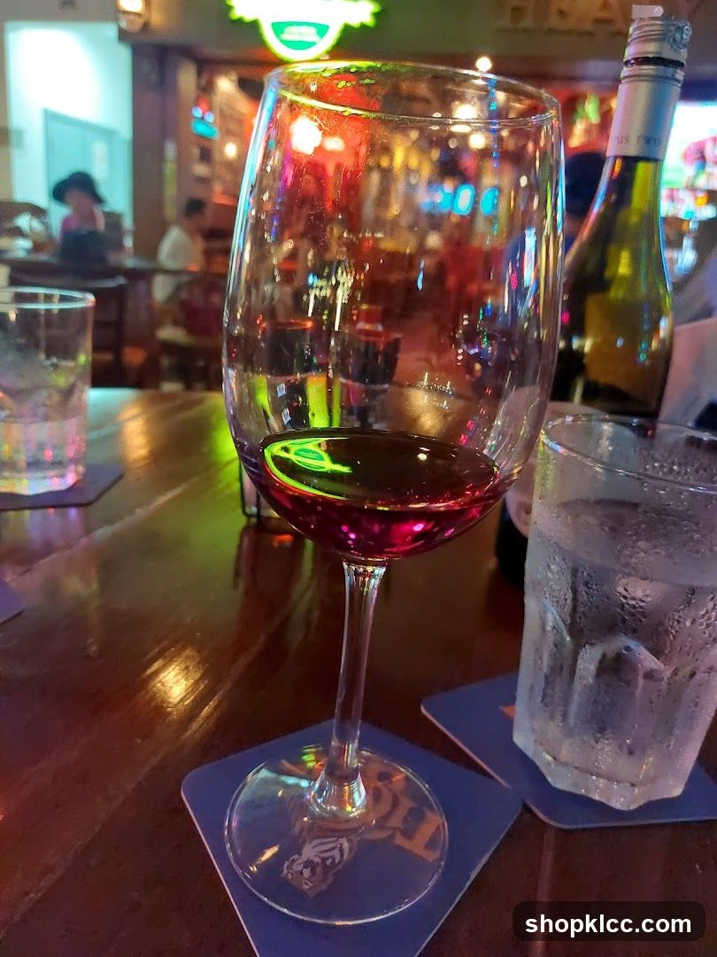Wine glass and drinks on a table