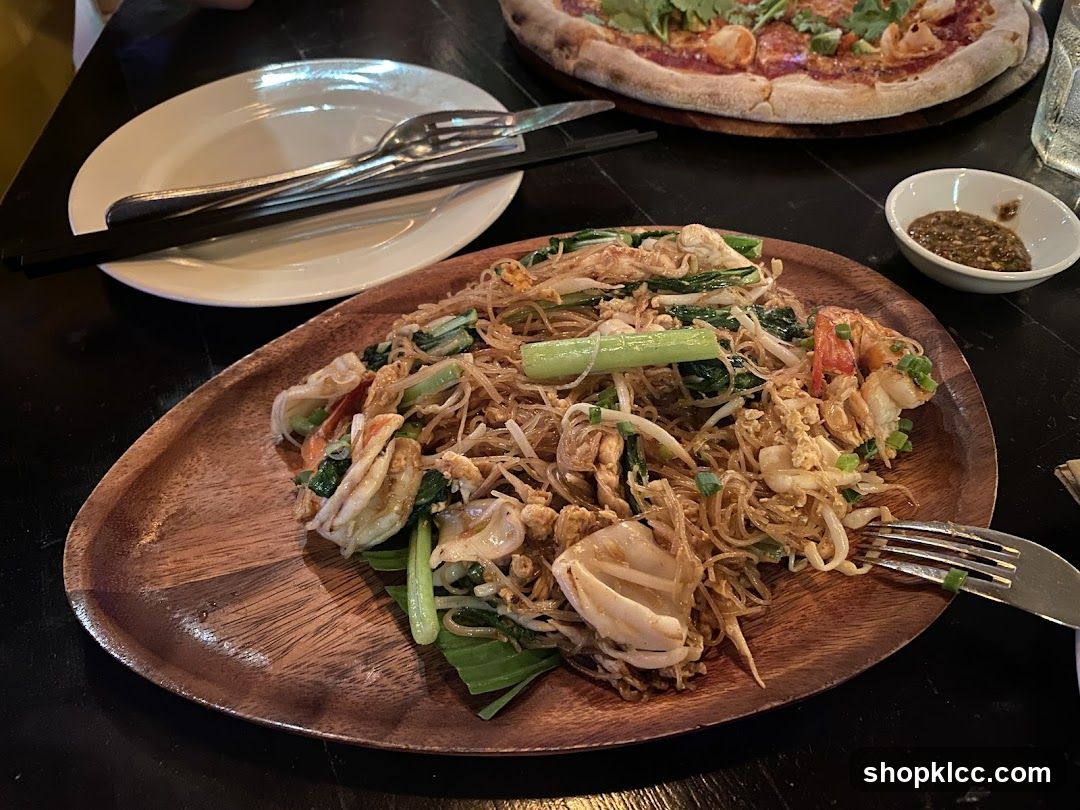 Noodle Dish and Pizza