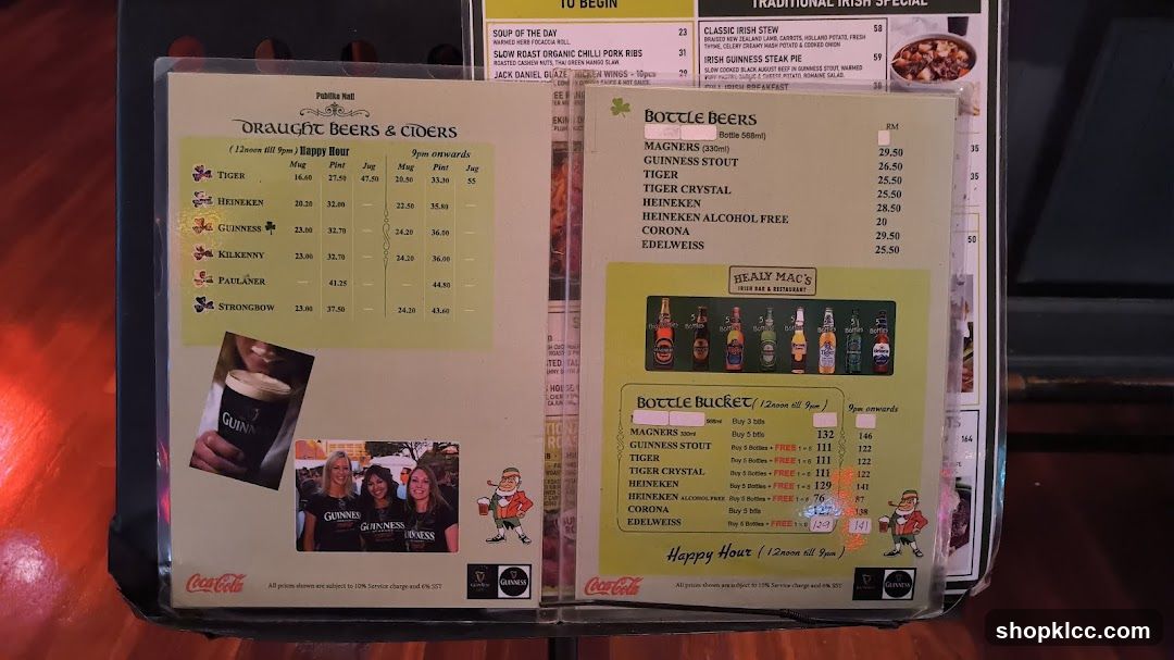 Healy Mac's Irish Bar & Restaurant Menu