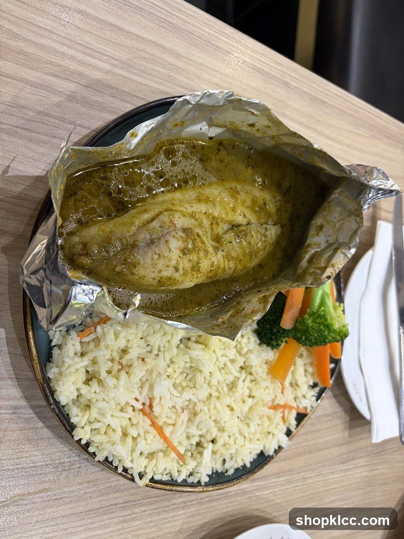 Fish dish with rice and vegetables