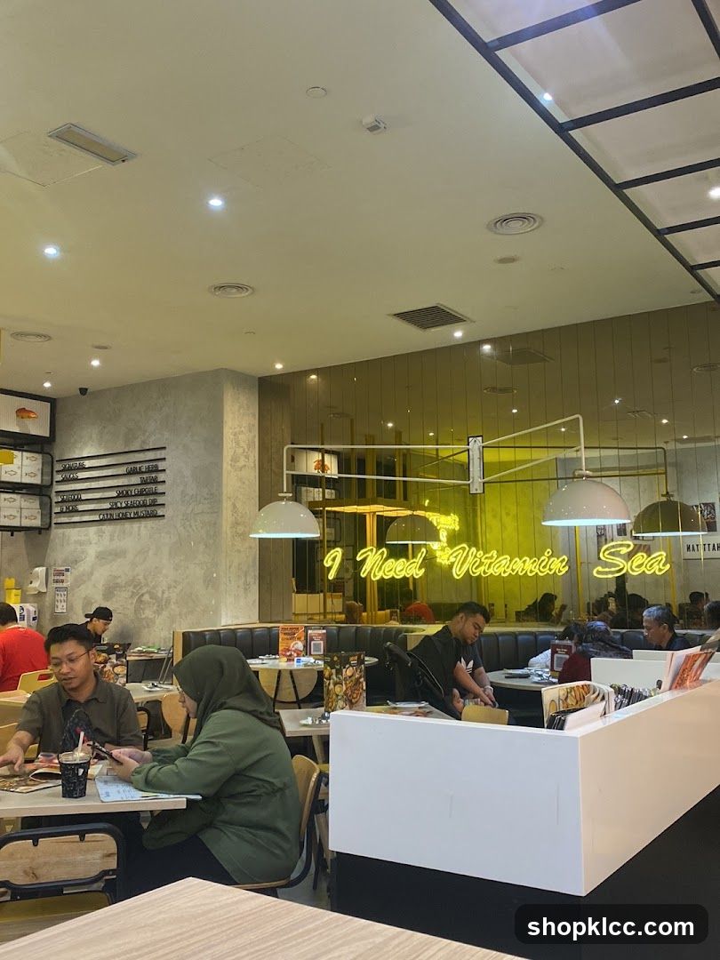 Restaurant Interior with Neon Sign