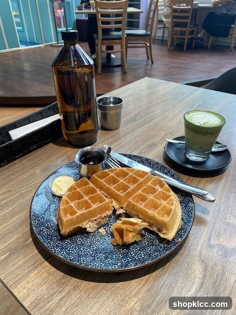 Waffles and Matcha Latte
