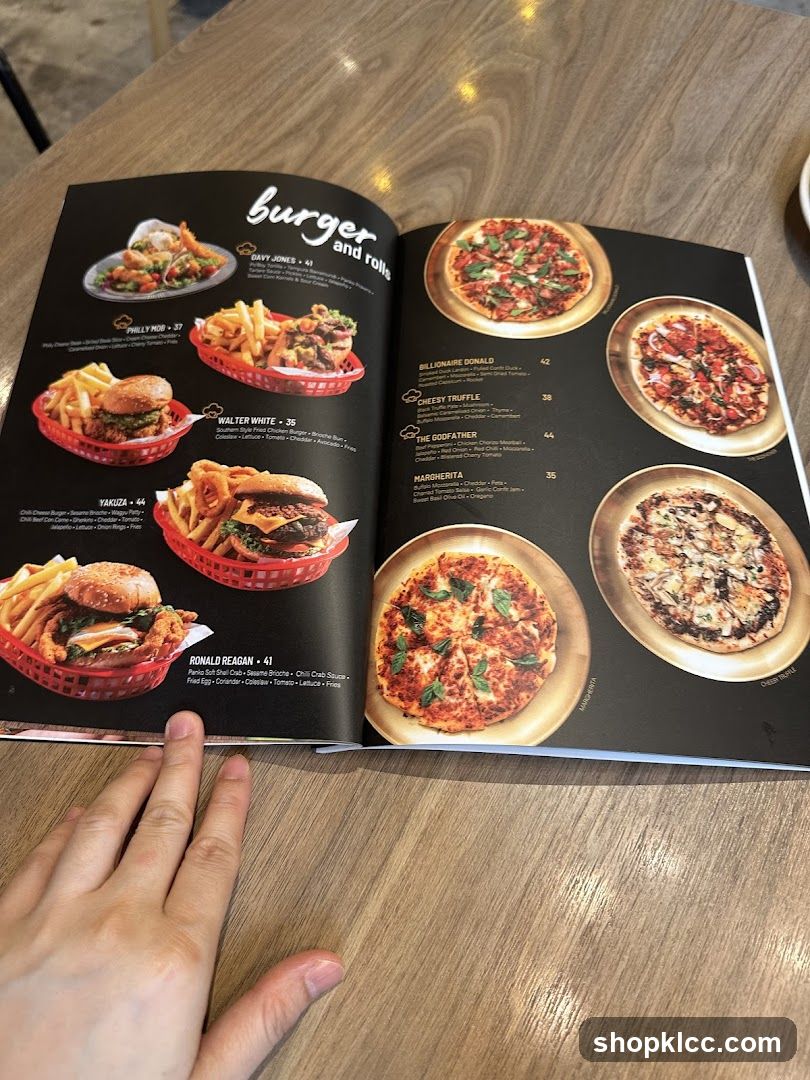 Burger and Rolls Menu