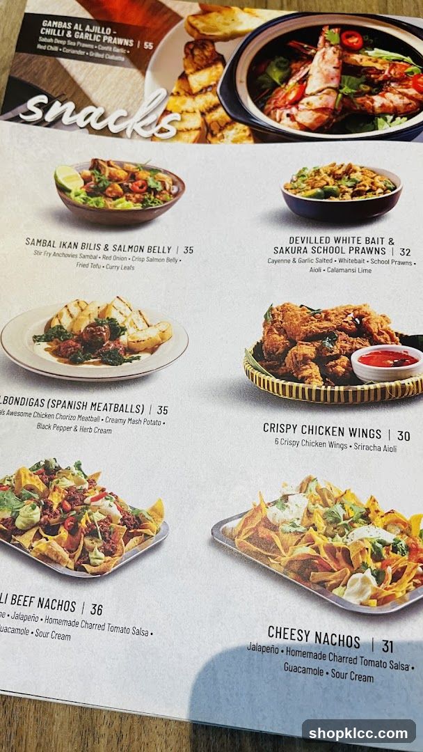 Snacks Menu
