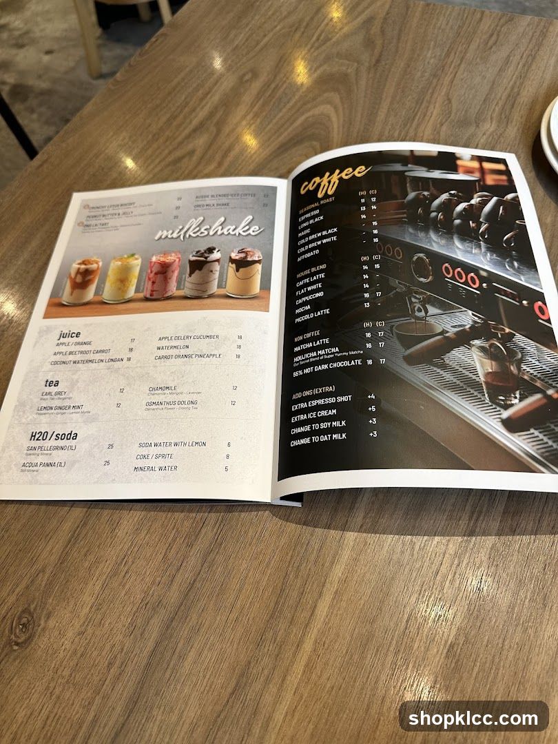 Coffee and Milkshake Menu