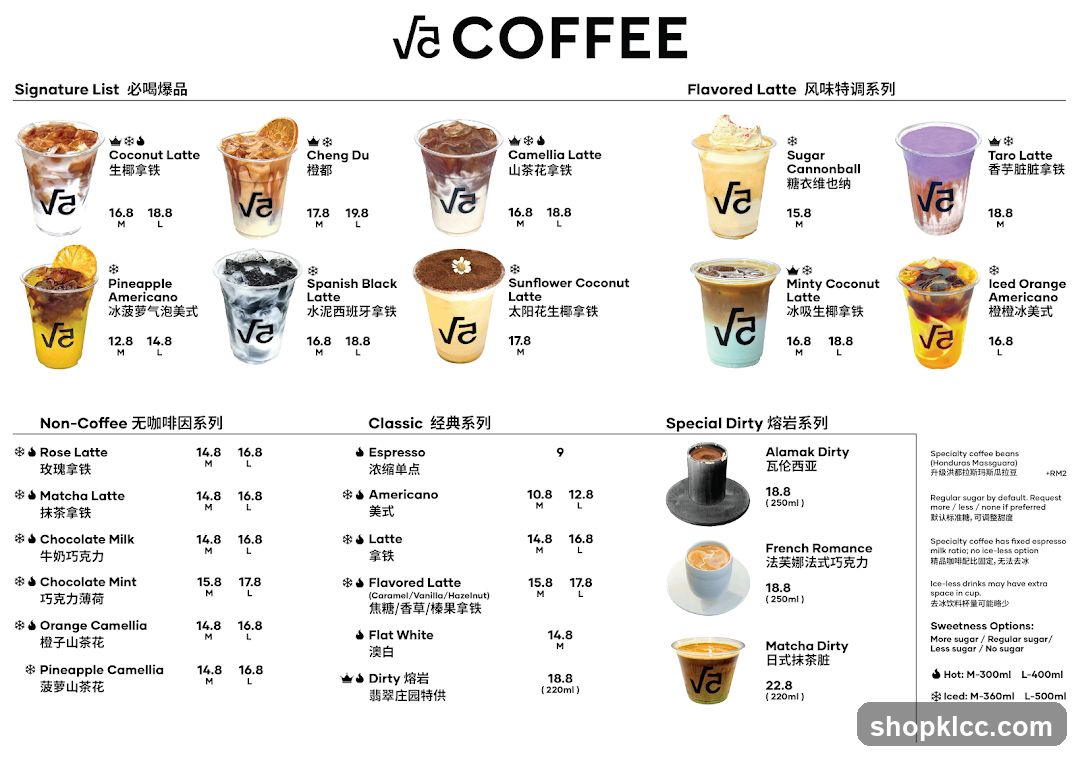 VA COFFEE Menu