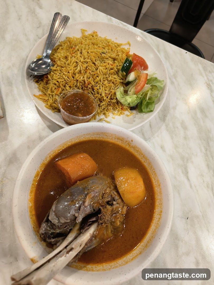 Lamb Shank Stew with Rice and Salad