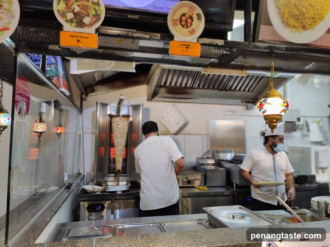 Restaurant Kitchen with Shawarma Grill