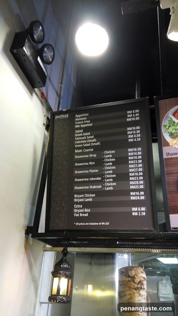 Justfood Menu
