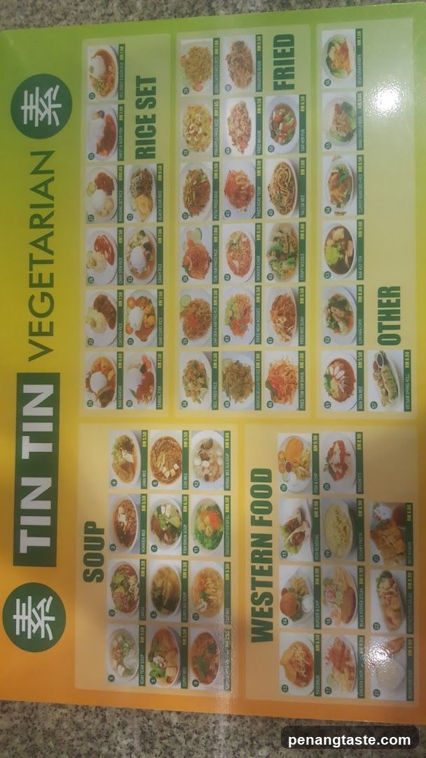 Tin Tin Vegetarian Menu