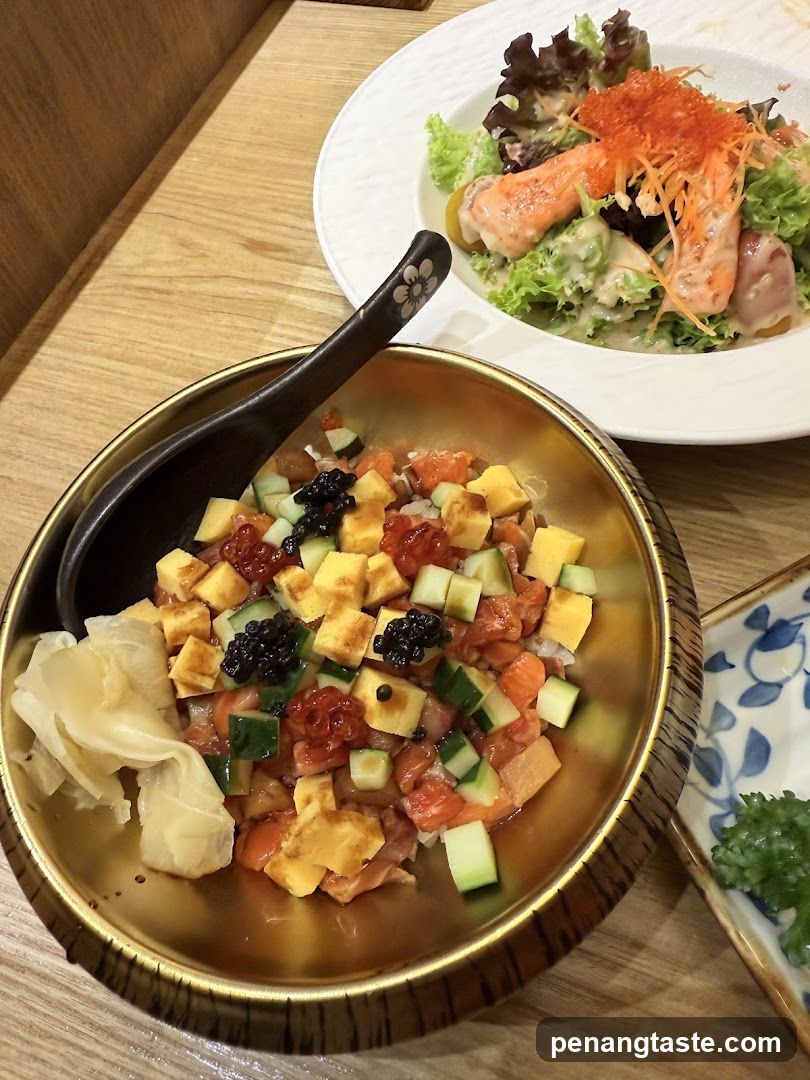 Chirashi Bowl and Salmon Salad