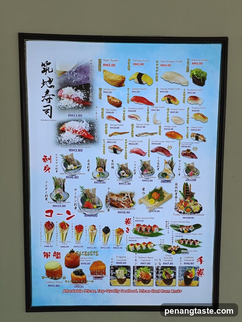 Tsukiji Sushi Menu