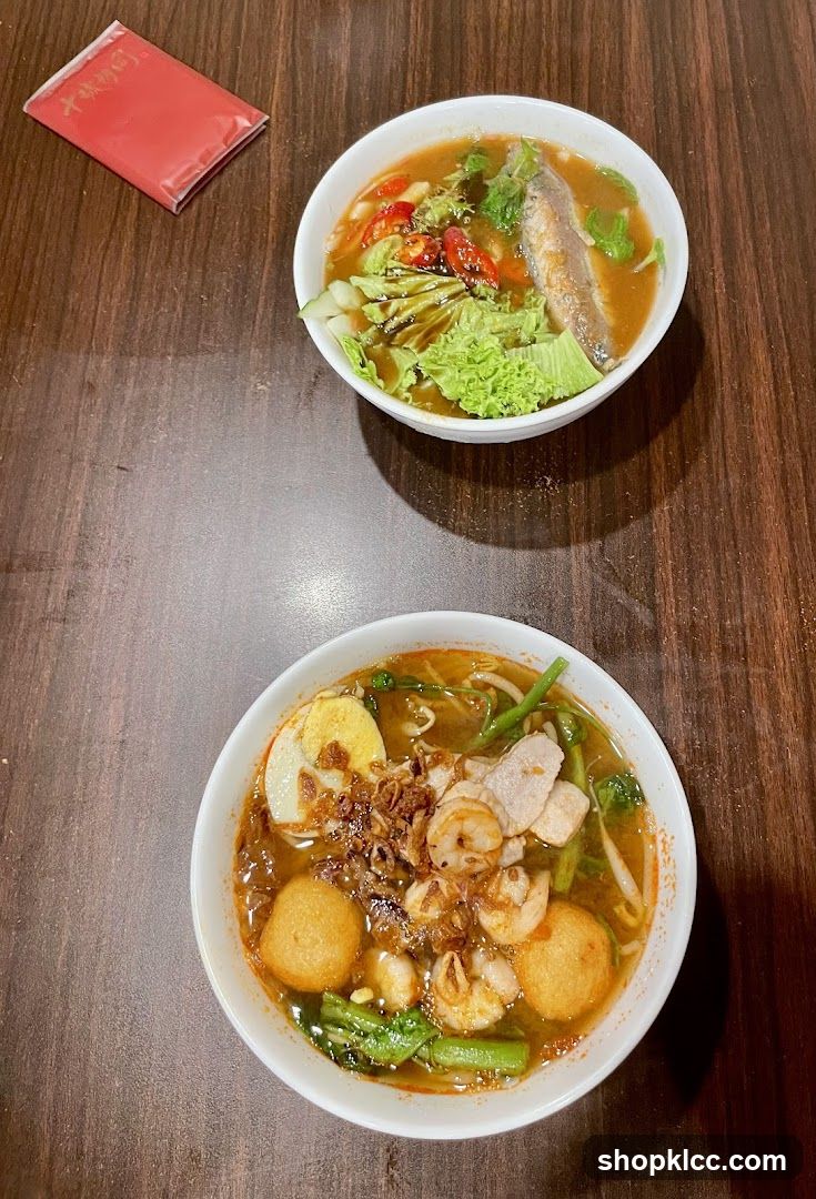 Two bowls of noodle soup