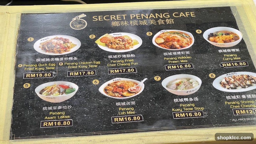 SECRET PENANG CAFE Menu