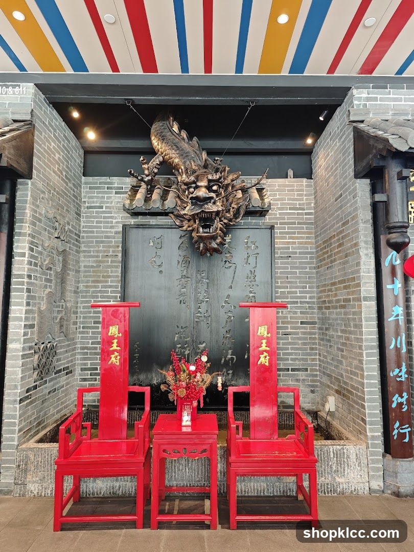 Dragon Decoration with Red Chairs