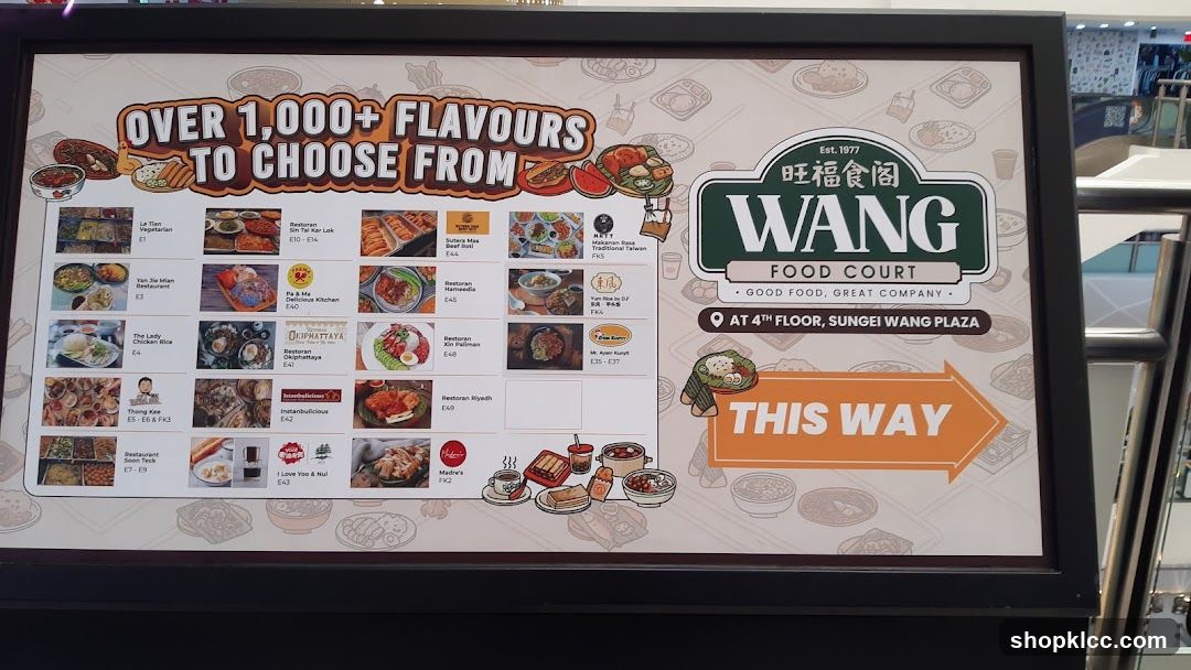 Wang Food Court Menu Board