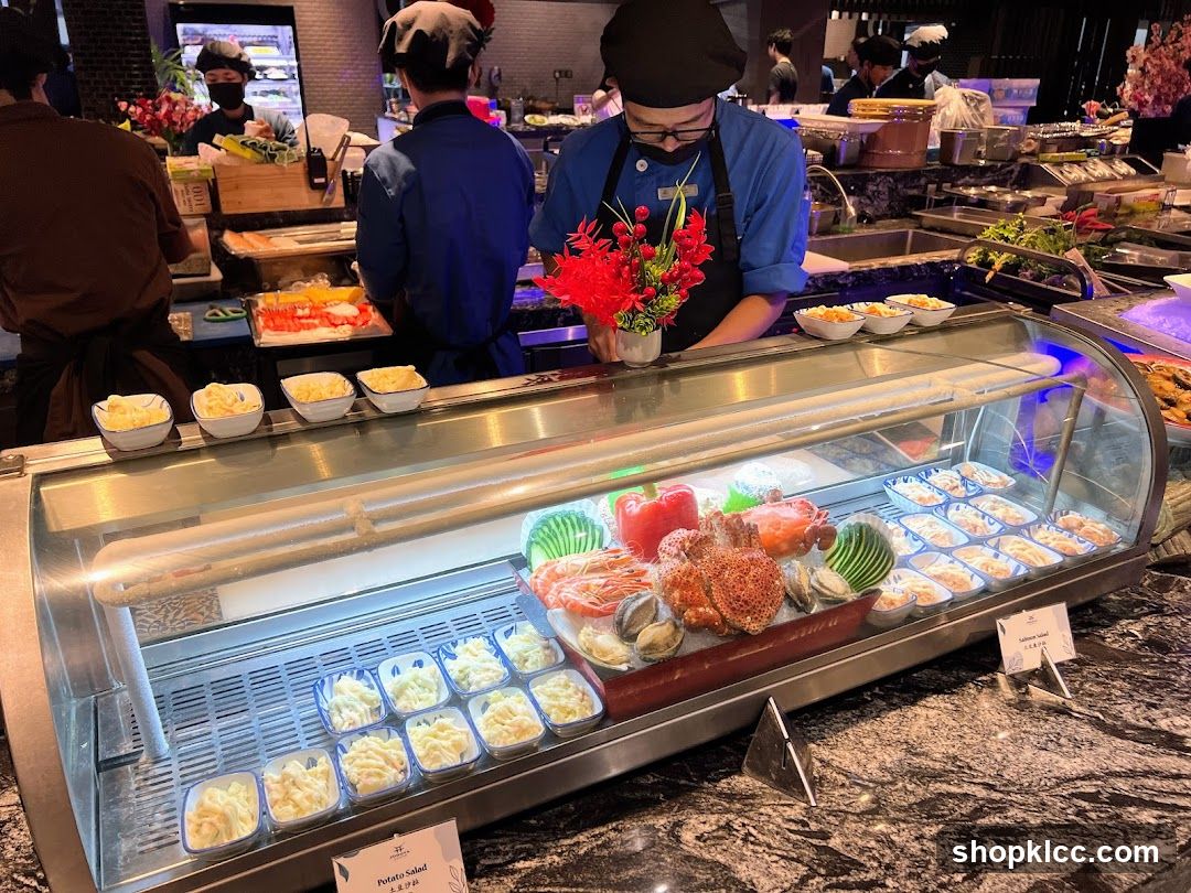 Buffet Display with Seafood and Salads