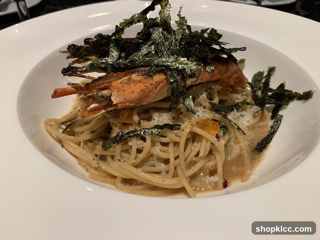 Spaghetti with Prawn and Seaweed