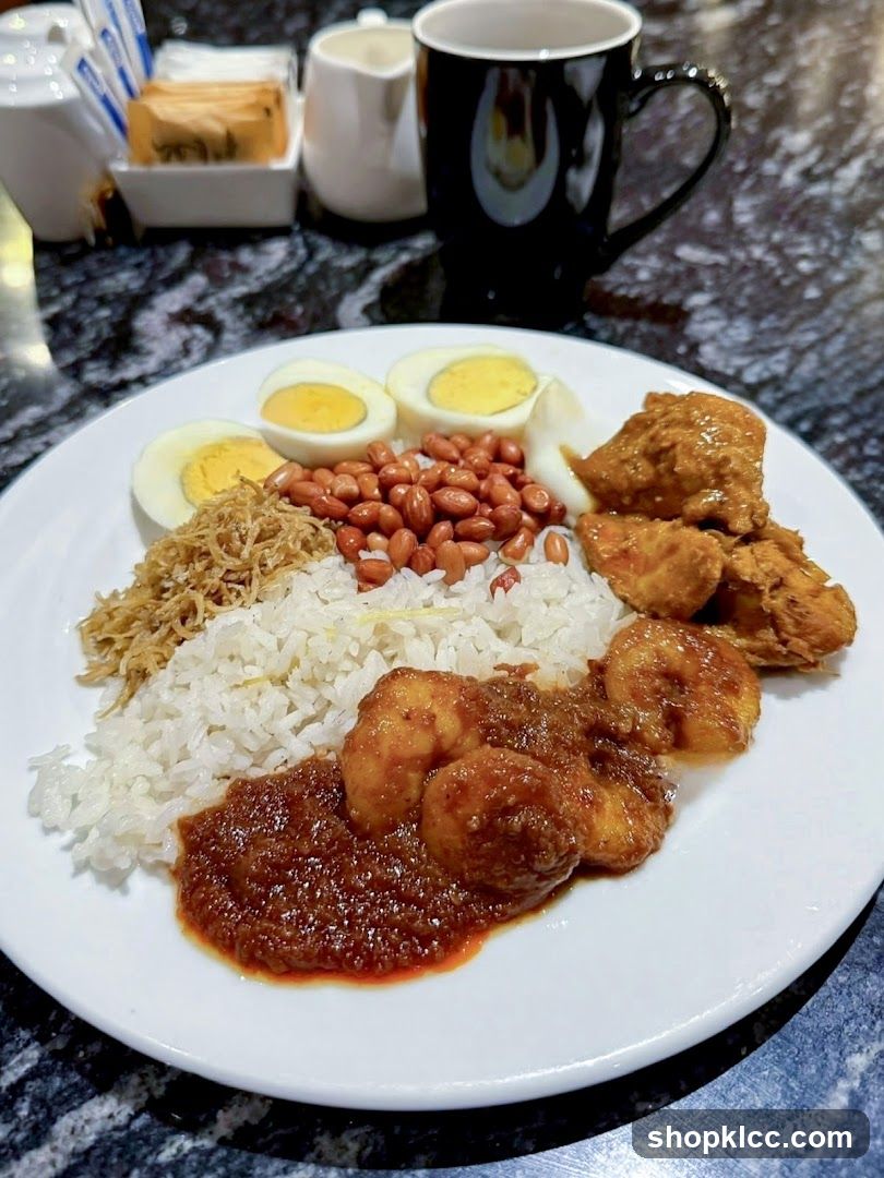 Nasi Lemak with Chicken and Prawns