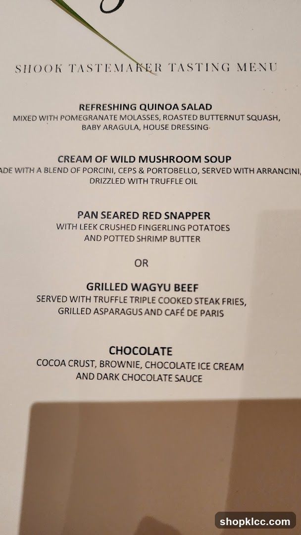 SHOOK TASTEMAKER TASTING MENU