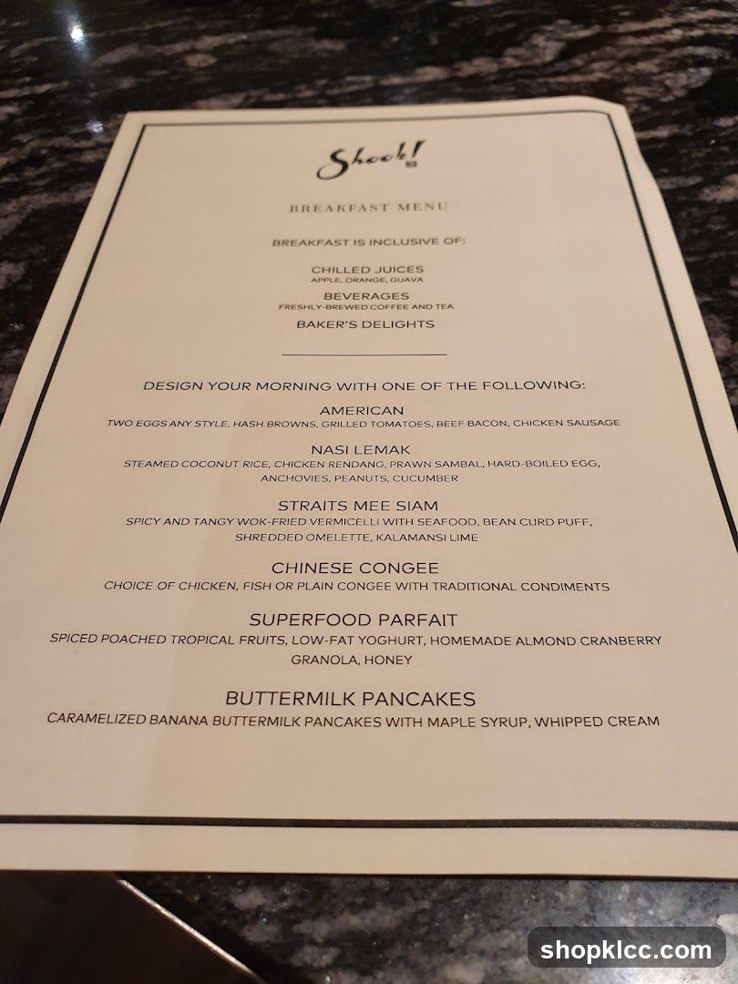Shook! Breakfast Menu