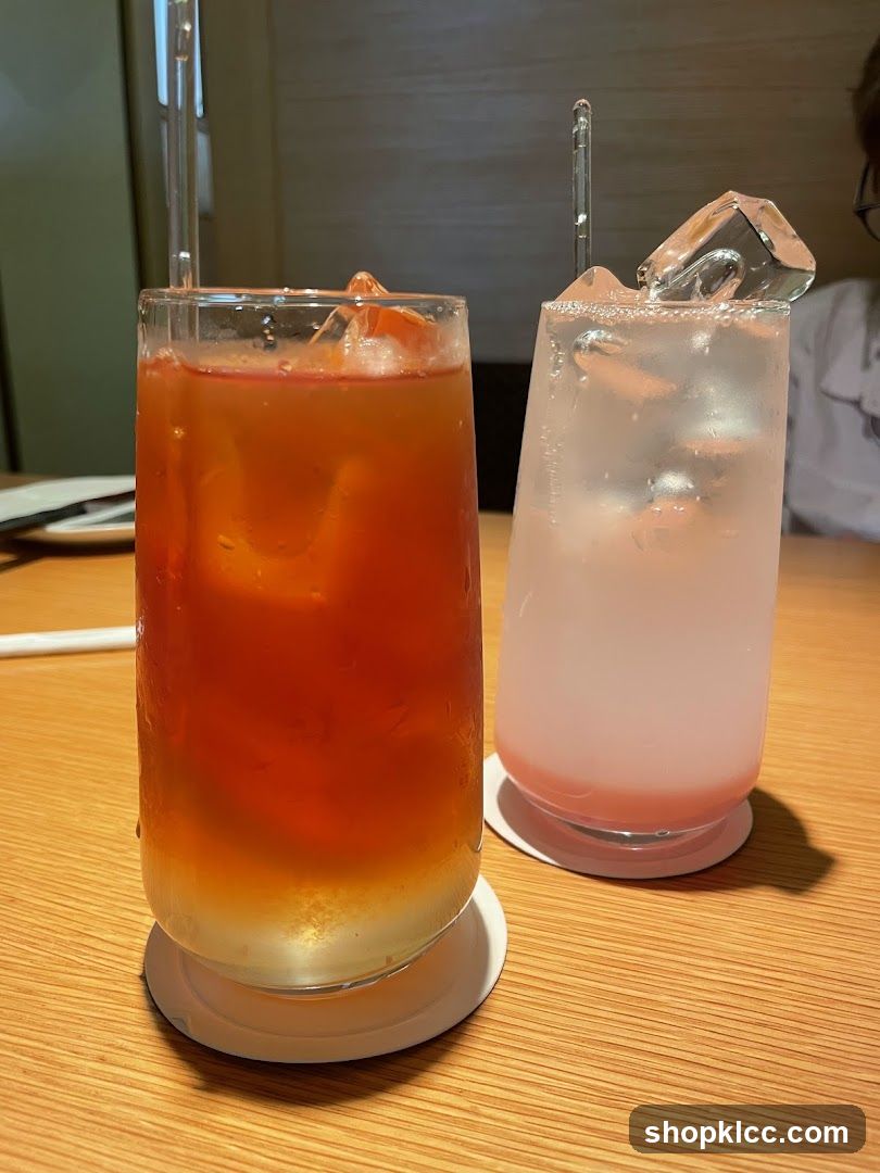Two Iced Drinks on a Table
