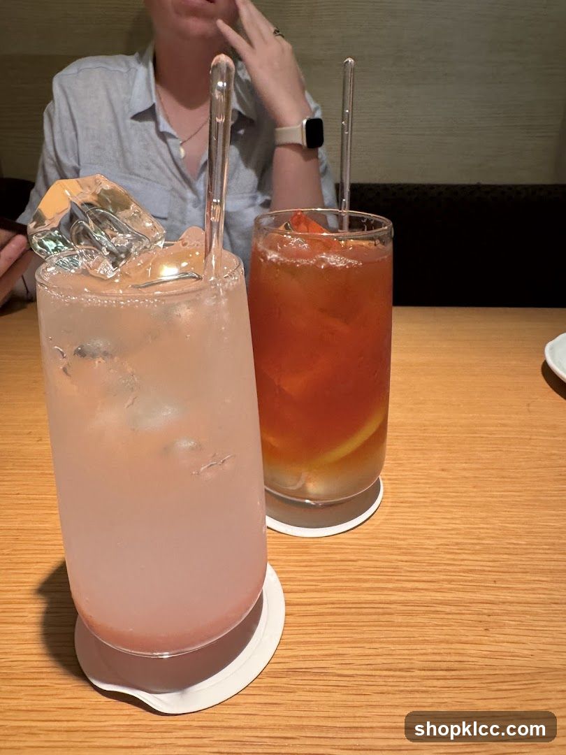 Two drinks on a table