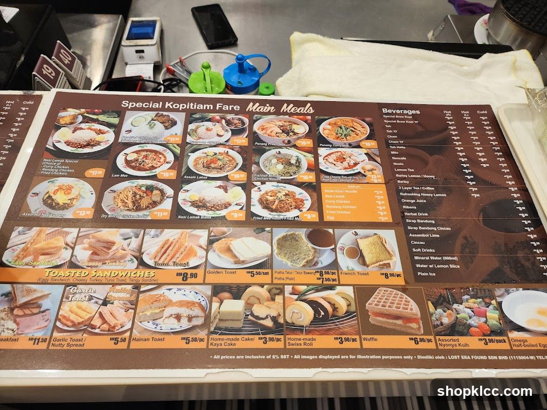 Special Kopitiam Fare Main Meals Menu