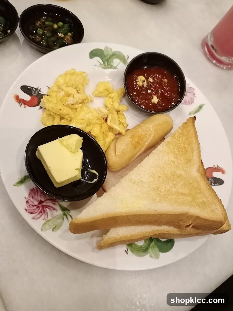 Breakfast Plate with Toast, Eggs, and Sides