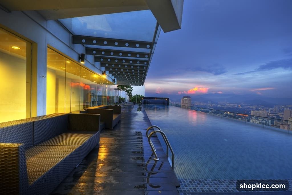 Rooftop Infinity Pool at Dusk