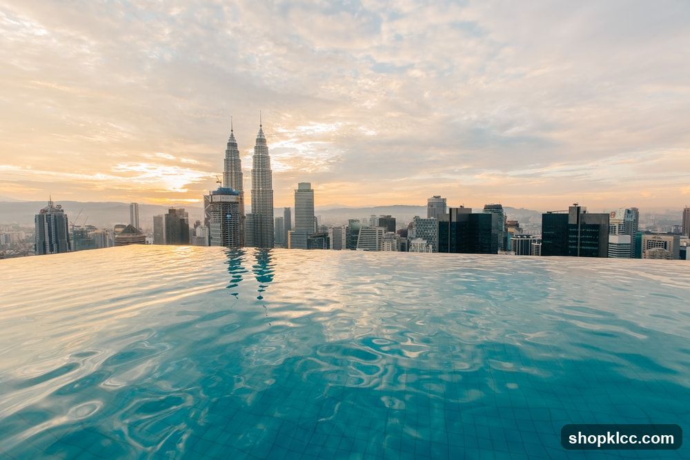 Infinity Pool Overlooking City Skyline at Sunset