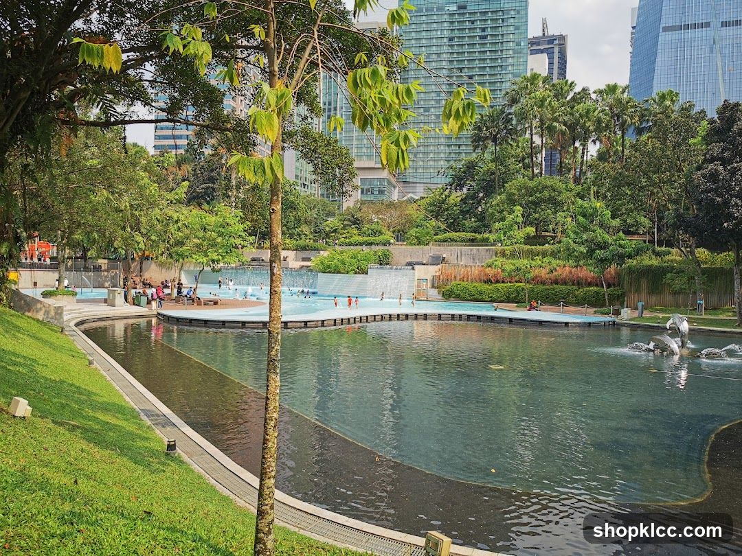 City Park with Pool and Fountain