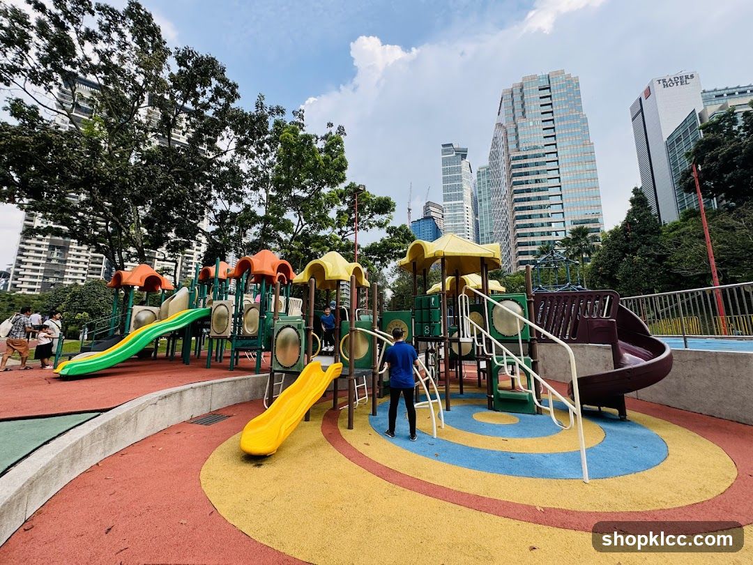 Children's Playground with City Skyline