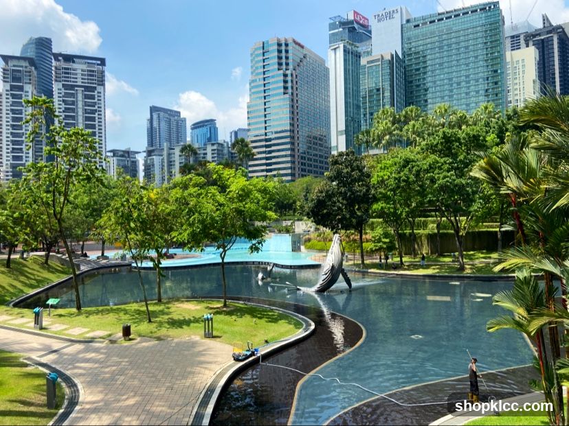 City Park with Whale Sculpture