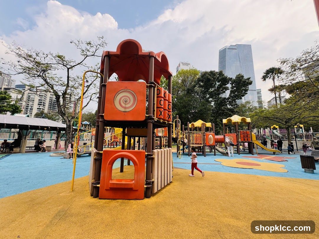 Children's Playground with City Skyline
